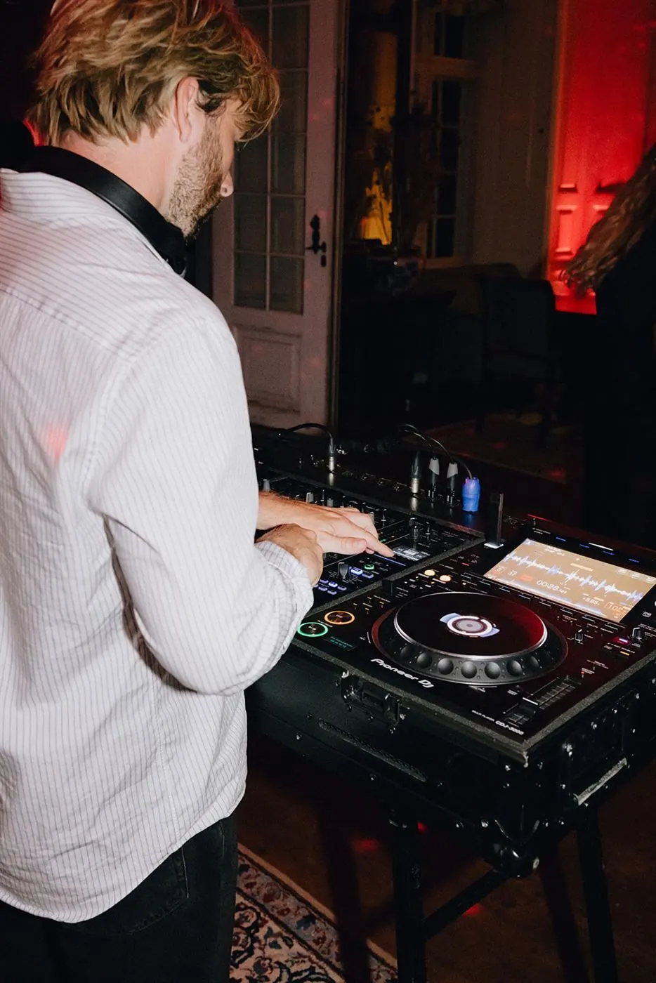 DJ Vejlgaard at the decks in colour